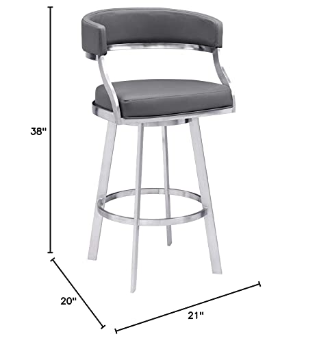 Saturn Bar Stool, 26" Counter Height, Gray #TOP1