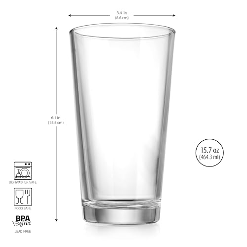Home Essentials Drinking Glass Set - 10 Highball Glass Cups, 16 Oz. Basic Water Glasses, Beer, Juice, Cocktails, Wine, Iced Tea, Bar Glasses. Dishwasher Safe by Home Essentials & Beyond - Image 2