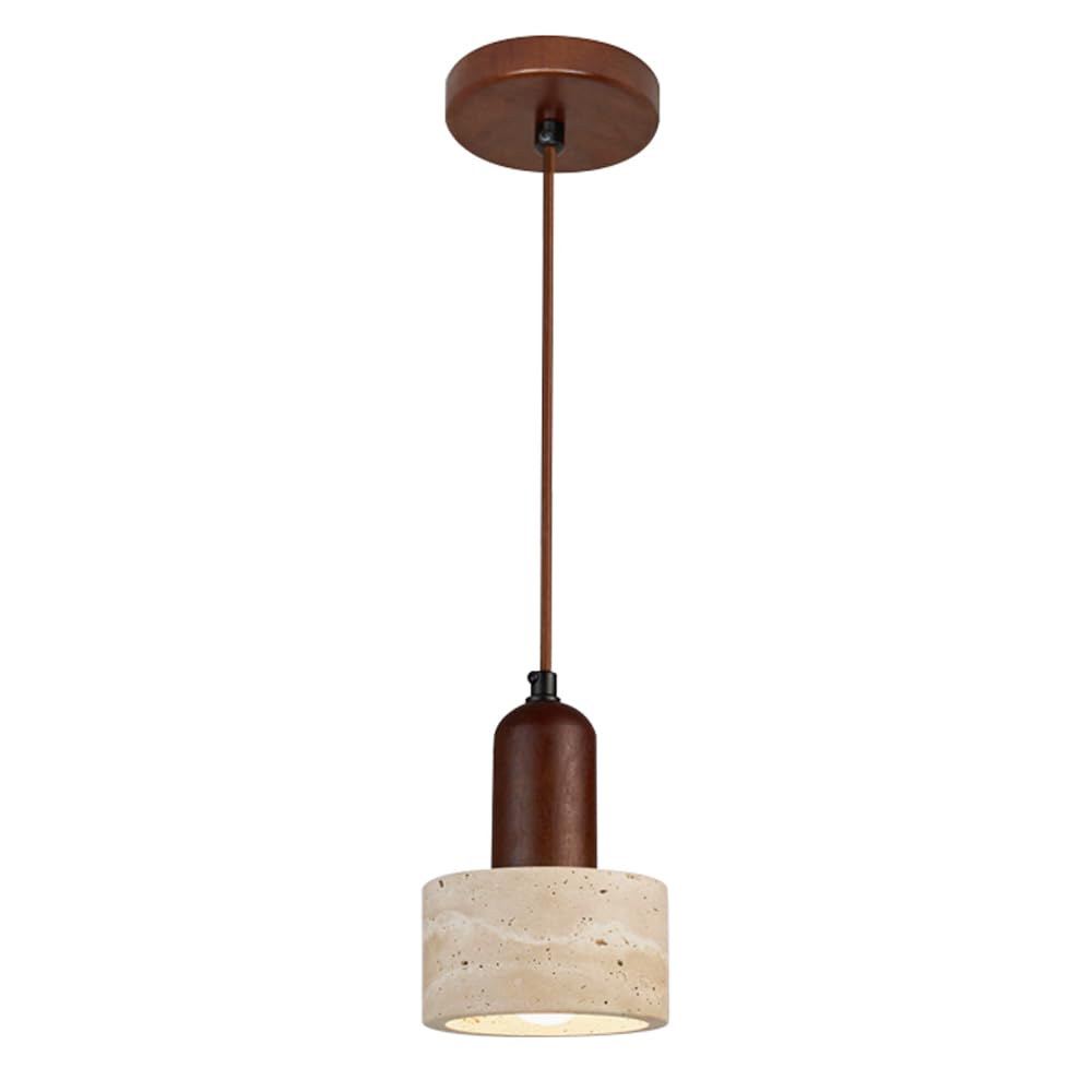 TTBDDDYH Natural Yellow Travertine Pendant Lamp, Wabi Sabi Style Chandelier, E26 Light Source Height Adjustable Hanging Light, Restaurant Bedroom Living Room Decoration Light Fixtures
