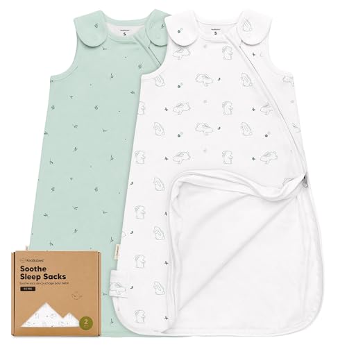 Image of 2-Pack Organic Baby Sleep Sacks, 100% Cotton - Soft & Breathable 0.5TOG Baby Wearable Blanket, Toddler Sleeping Sack 0-6 Months, Easy to Wear Transitional Swaddles for Newborns (Bunnies, S)