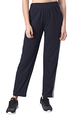 Image of Fflirtygo Women's Cotton Track Pants, Joggers for Women, Women�s Leisure Wear, Night Wear Pajama, Grey with Zip Pockets�for Sports Gym Athletic Training Workout