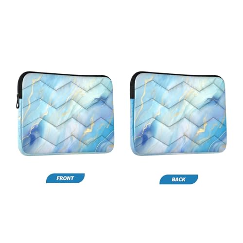 Funda para portátil azul con diseño mármol dorado 13-14" miniatura 2