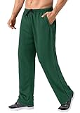 MAGNIVIT Men's Adult Performance Sweatpants Athletic Workout Gym Pants Open Bottom Green