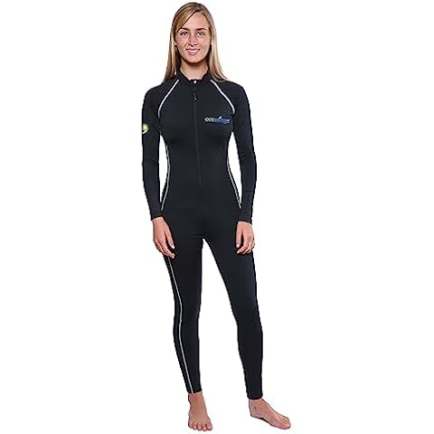 EcoStinger® Women's Full Body Swimsuit Stinger Suit Dive Skin UPF50+ Black Silver Stitch (XXXXL) Cover
