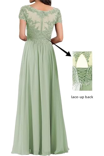 WangLiJun Women's Mother of Bride Dress Chiffon Spring V Neck Short Sleeves Pleated Ankle Length Wedding Guest2