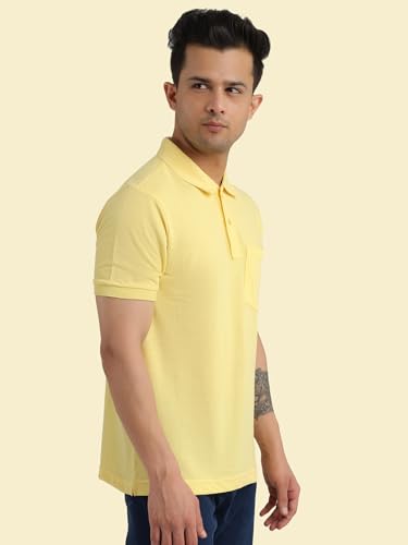 Image of Rupa Bumchums Men Super Combed Cotton Solid Half Sleeve Club Collar Polo Regular Fit T-Shirt with Chest Pocket