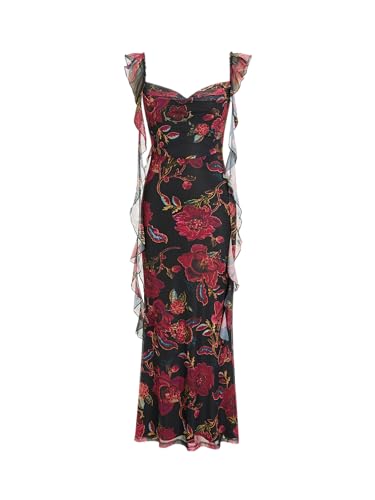 Image of CIDER Formal Dresses for Women Wedding Guest Dresses Summer Maxi Dress Sleeveless Mesh Ruffle Cocktail Dress Elegant Outfits