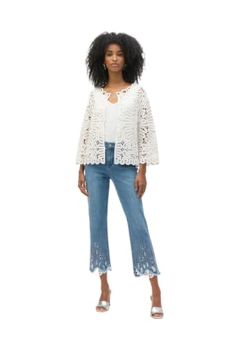 Women's Stretch Straight Crop Jeans with Embroidery