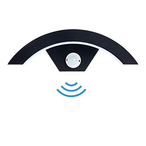 Combuh Applique Murale ÉTanche LED avec DéTecteur de Mouvement IP54 12W Aluminium Applique Murale Extérieure Adapté pour Jardin Avant Salle de Bains Porche Garage Blanc Chaud 3000K 260 * 125 * 125MM