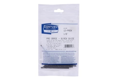 Image of Century Drill & Tool, 24108, 1 /8 inch,Jobber Drill Bit,Pro-Grade, Made in The USA, Black Oxide Drill Bits