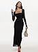 REORIA Long Sleeve Wedding Guest Maxi Dresses for Women Sheer Mesh Square Neck Ruched Bodycon Long Dress 2025 Fall Outfits Black Onyx Small