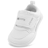 Toddler Sneakers Wide Toe Box Boys Barefoot Shoes Tennis Boy Girl Sneaker Kids Baby Preschool Non Slip Lightweight Comfortable First Walking Running Outdoor Activities All White Infant Size 4