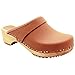 Bjork Maja Wood Open Back Leather Clogs (EU-40, Cognac)