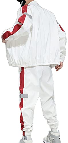 [CREAM] ジャージ メンズ パーカー 上下 セットアップ スウェット ロングパンツ アウター 2点セット スポーツウェア トレーニングウェア ランニングウェア カジュアル おしゃれ 春秋冬 長袖 大きいサイズ 吸汗速乾 通気 無地 スポーツ かっこいい (ホワイト,2XL,2XL)のサムネイル