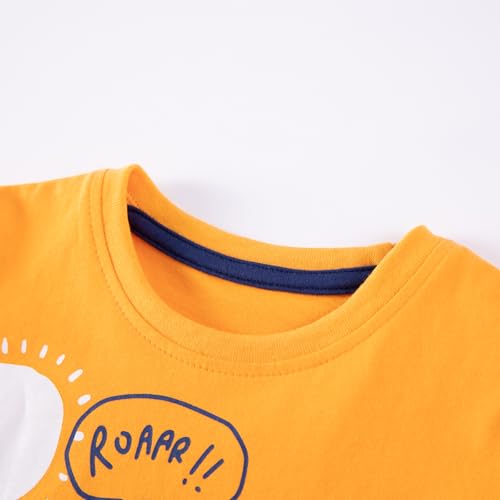 Image of HILEELANG Toddler Boy Summer Short Clothes Sets Cotton Crewneck Tees Shorts Pocket Adjustable Knite Shorts Playwear Sets