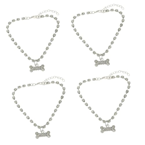 Collier de chien de chiot strass en métal de finition supérieure blanche