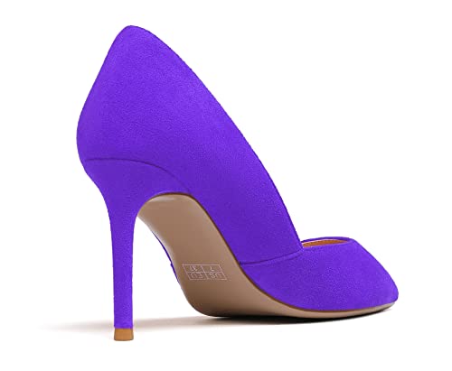 Zamikoo High Heels for Women Pumps 3.5'' Heels Stiletto Closed Toe Slip On Pointed Toe Middle Heels Dress Wedding Party Pumps Ladies Sexy US Size 5 - Size 134