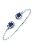 Armband 925 Silber Lapis Lazuli blauer Stein Edelstein Armreif Silber Damen Sterling Silber Geschenk (NO.: MAR-002-06)