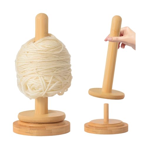 HMCEY Dérouleur de Laine en Bois,Porte Fil pour Tricot,Devidoir Pelote de Laine,Support de Fil Crochet Rotatif,Winder Yarn Holder Spinner pour Les Amateurs de...