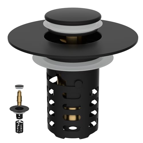 Universal Bathroom Sink Drain Strainer Metal Hair Catcher Matte Black