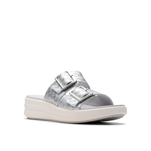 Clarks CloudSteppers Women's Drift Buckle Slide Sandal, Silver Metallic, 9.5 M US - image 9