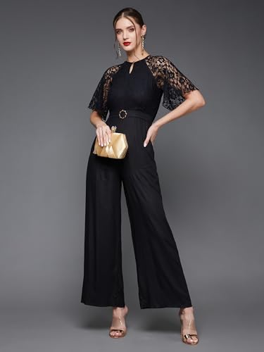 Image of Miss Chase Women's Self Design Cut-Out Georgette Jumpsuit