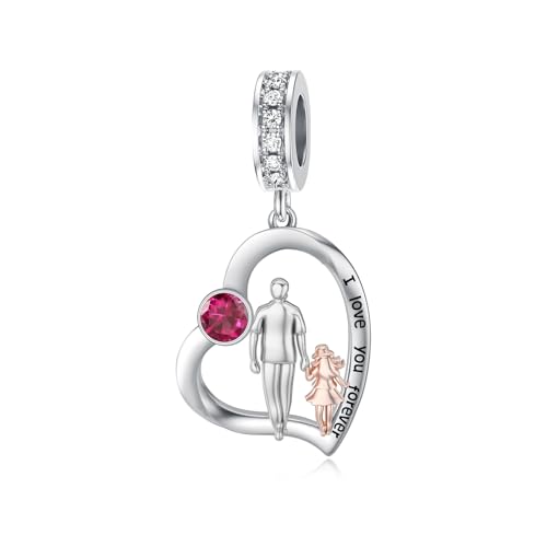Image of PROESS Father Mother Daughter Charm fit Charms Bracelet Sterling Silver Charms for Bracelets Birthday Valentines Day Gifts for Daughter Mother Lover