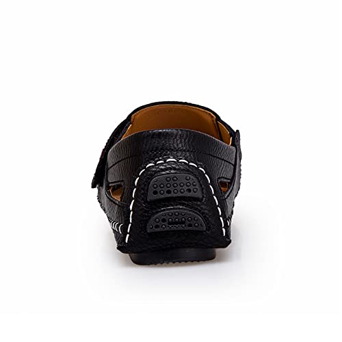 Men's Leather Square Toe Soft Sole Loafers with Hook&Loop,Breathable Comfortable Slip On Flat Moccasin Boat Shoes,Casual Fashion Walking Driving Shoes4