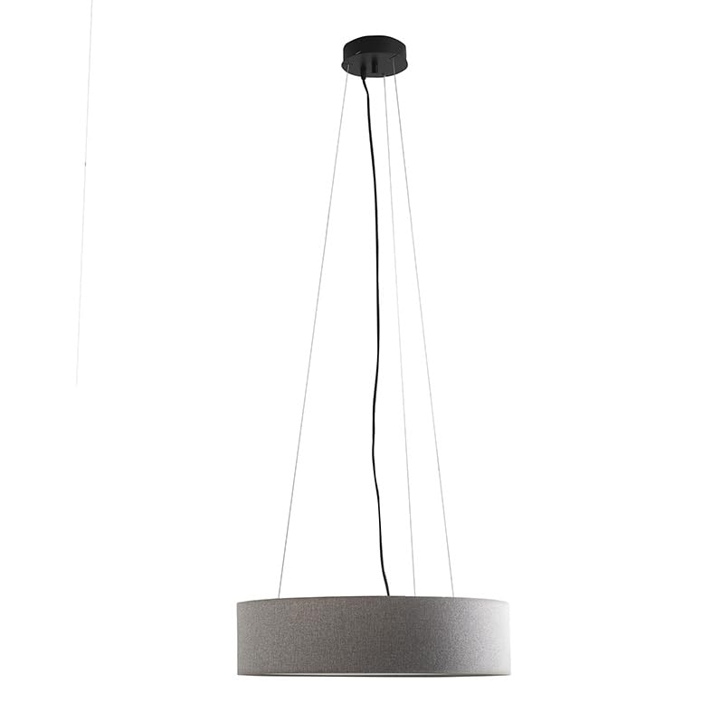 Suspension Vivien noire abat-jour gris 48cm luminaire salon E27 IP20