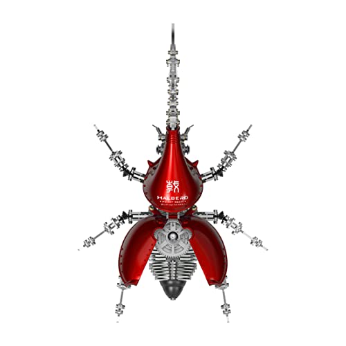 RXOLVGH05GZVD468S14L55N 3D-Metallpuzzle, Dynastes-Modell, 588 Teile, DIY-Montage, mechanisches Insekten-Bausatz, Steampunk-Modell, Puzzle, Schreibtischverzierung, Standardversion, rot