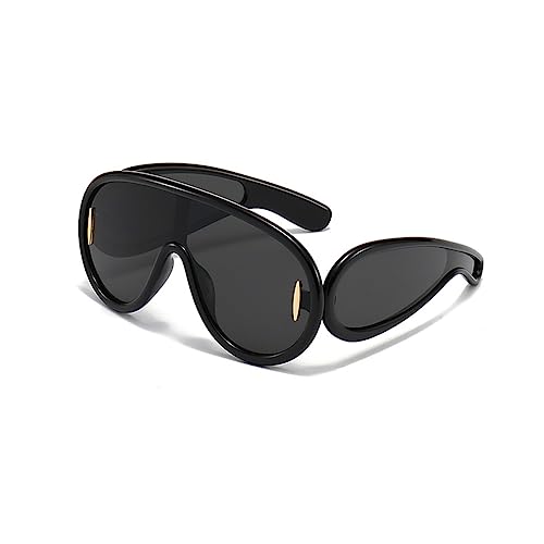 Image of Oversized One Piece Sunglasses Women Men fashion Siamese Lenses Retro Design