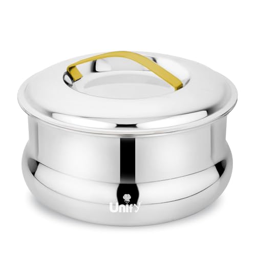 Image of Unify Lumia Stainless Steel Insulated Casserole Hot Pot 1600ML | 3 Layer Thermal Body with PUF Coating | Mirror Finish Inner & Outer Steel | Keeps Food Hot & Fresh for Hours | Premium Serveware
