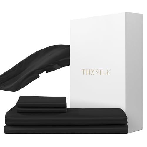 THXSILK Seidenbettwäsche Set 2 teilig，Bettbezug 135 x 200 cm und 80 x 80 cm Kissenbezug, Luxus Seide Bettwäsche Set, Super Weich und Glatt,...