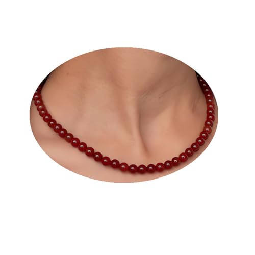 Beaded Gemstone Necklace for Women Red Boho Bead Choker Natural Stone Carnelian Necklaces Handmade Jewelry