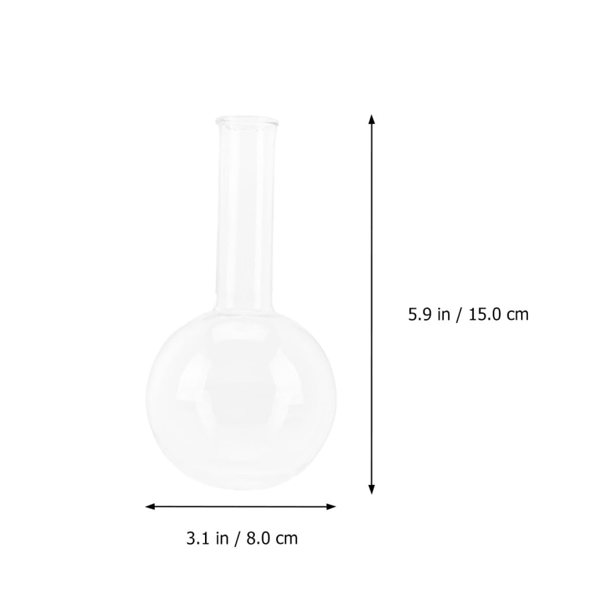 UKCOCO Matraz de Fondo Redondo 250 Ml Transparente de Vidrio, Juego de 2 Matraces de Cuello Estrecho para Laboratorio, Frascos Científicos para Experimentación y Suministros Educativos