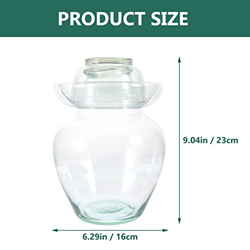 Yardwe 2500Ml Glass Fermenting Jar Sealing Can With Lid Chinese Traditional Fermentation Crock Pickling Pot With Water Seal Airlock Lid For Kimchi Healthy Sauerkraut Pickles Fermented Vegetables #TOP1