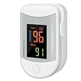 Pulsoximeter Fingerclip, SpO₂ und Pulsfrequenz Gerät für Training, Sport und Freizeit, Mini Sauerstoffsättigung Messgerät mit LED Display (Weiß, 1 Stück)