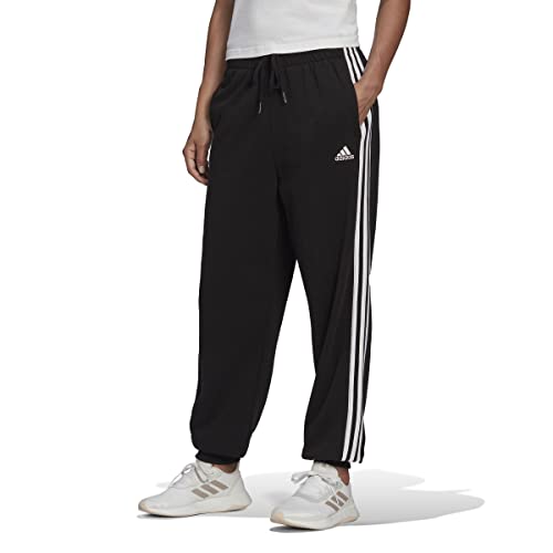 adidas Essentials Studio Lounge 3-Stripes Joggers, Black/White, XS