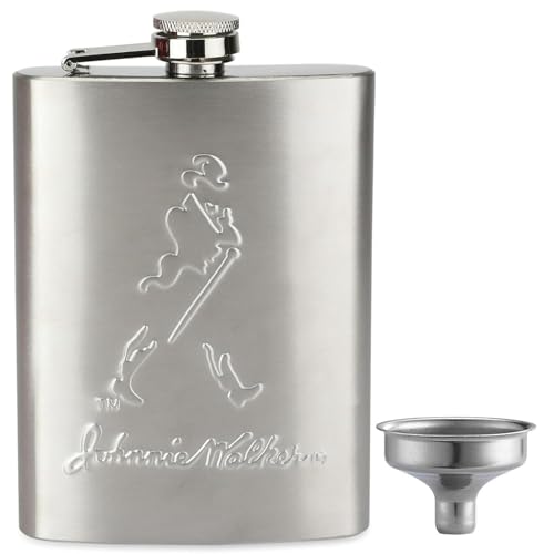 Image of Stainless Steel Hip Flask for Men & Women 8oz (236ml) - Whisky Flask Vodka Alcoholic Liquor Holder with Funnel Drinks Pocket Carrying Case - Leakproof Travel Flasks for Drinks, (Silver JW)