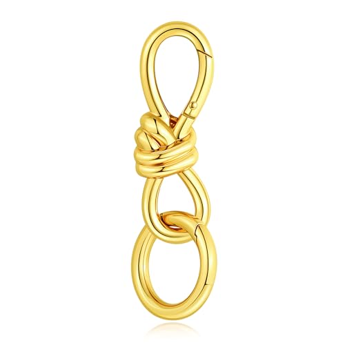 HJGPL Gold Twist Knot Clasp Bag Charm Keychain D-Ring Keychain Trending Luxury Purse Fashion Accessory Heavy Duty Spring Snap Hook (gold 2)