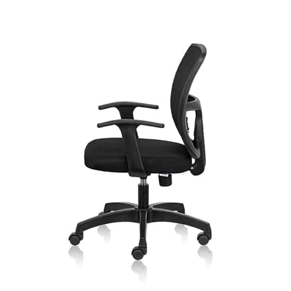 Image of Juno - Mid Back Chair with Fabric Seat with Arms - Black