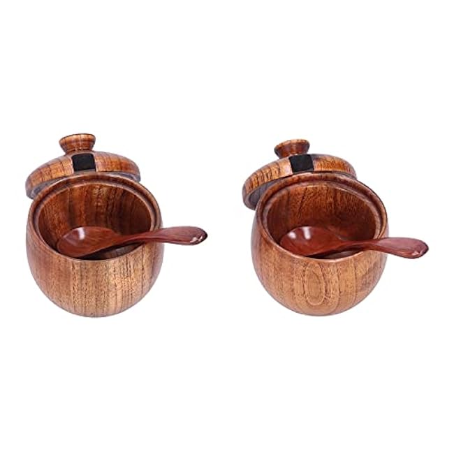Wooden Salt Pot Large Capacity Japanese Round Seasoning Container Kitchen Tool Suitable for Daily Storage
