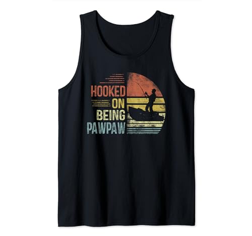 Hombre Hooked On Being Pawpaw Fishing Gifts Pawpaw Father's Day Camiseta sin Mangas