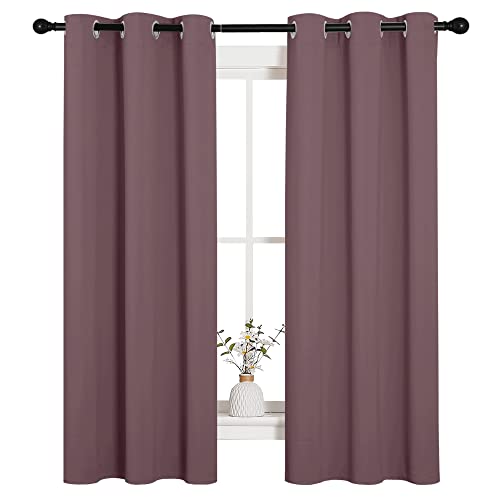Image of NICETOWN Bedroom Curtain Panels Blackout Draperies, 1 Pair, 34 by 63 inches, Dry Rose, Thermal Insulated Solid Grommet Blackout Curtains /Drapes