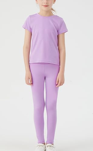 Image of DANI CHINS Girl Athletic Shirt and Compression Leggings Set for Casual Workout Sports