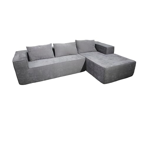 WPHOME YY16-22 GREY, Modern L-shaped Convertible Sofa Bed with chaise lounge, Grey Fabric Couch for small spaces and guest rooms