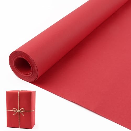 Geschenkpapier Rot 10m*38cm Kraftpapier Rolle Papier zum Basteln Kraftpapier Packpapier Groß für Hochzeit Geburtstag Geschenkverpackungen Kunsthandwerk (Rot)