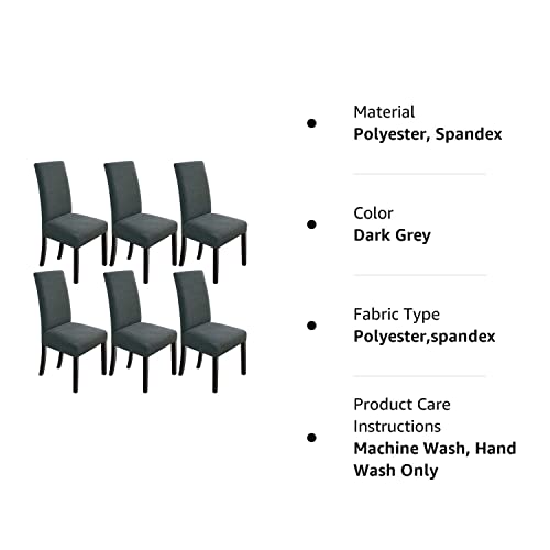 Northern Brothers Chair Covers For Dining Room Set Of 6, Stretch Parsons Chair Covers,Washable Spandex Dining Chair Slipcovers Seat Protector For Dining Room,Kitchen ,Hotel( Dark Grey ) #TOP7