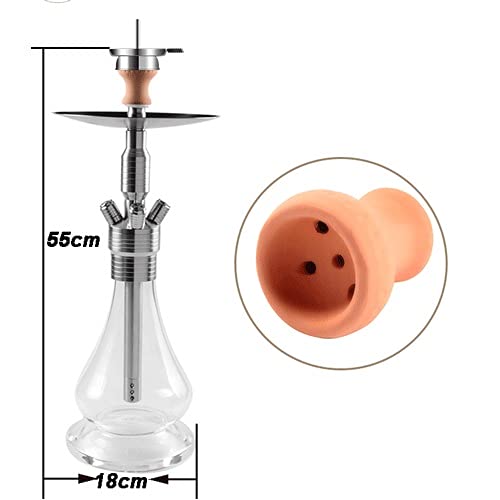 JYXZM Edelstahlhuka, Premium-Glas Shisha-Hukahn-Kit mit Silikonschlauch und Hukahn-Lehm-Schüssel Set, 100… – Bild 3