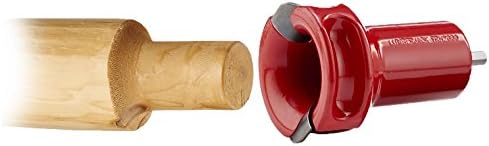 Tenon cutter creating a tenon on a log